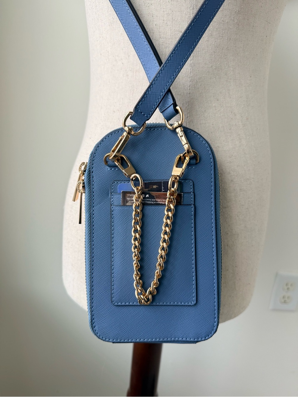 Tory Burch Dusty Blue Leather Crossbody Phone Bag - Picture 3 of 5